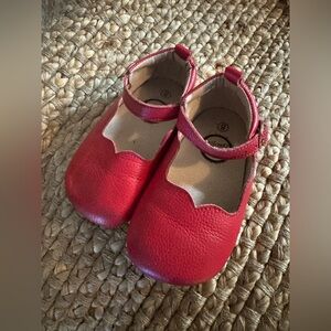Littlelovebug Toddler Girls Olivia Barefoot sole shoes ballerina flats red 9